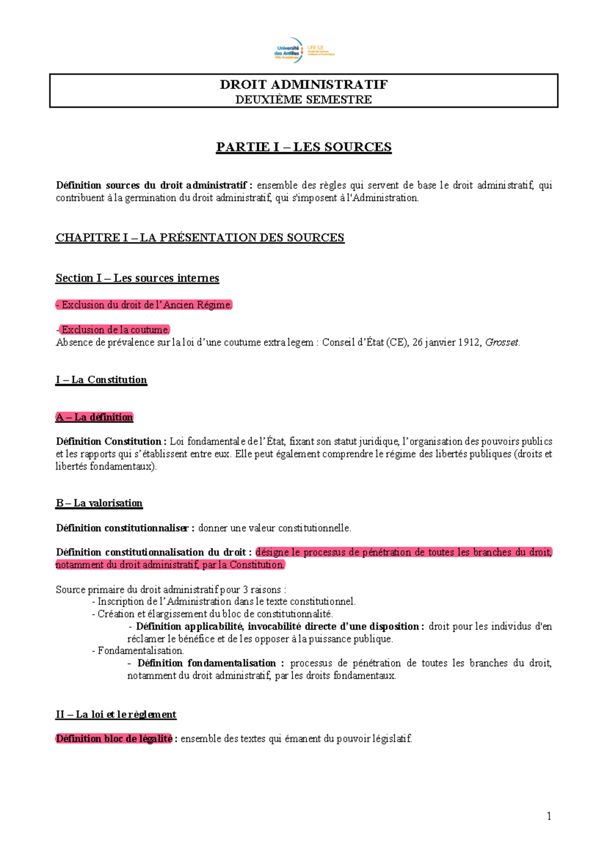 2 - Les sources - Chap I-1 - DROIT ADMINISTRATIF DEUXIÈME SEMESTRE ...