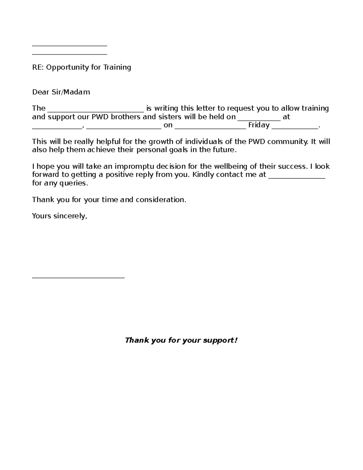 How Do I Write A Letter Of Request For A Training Course