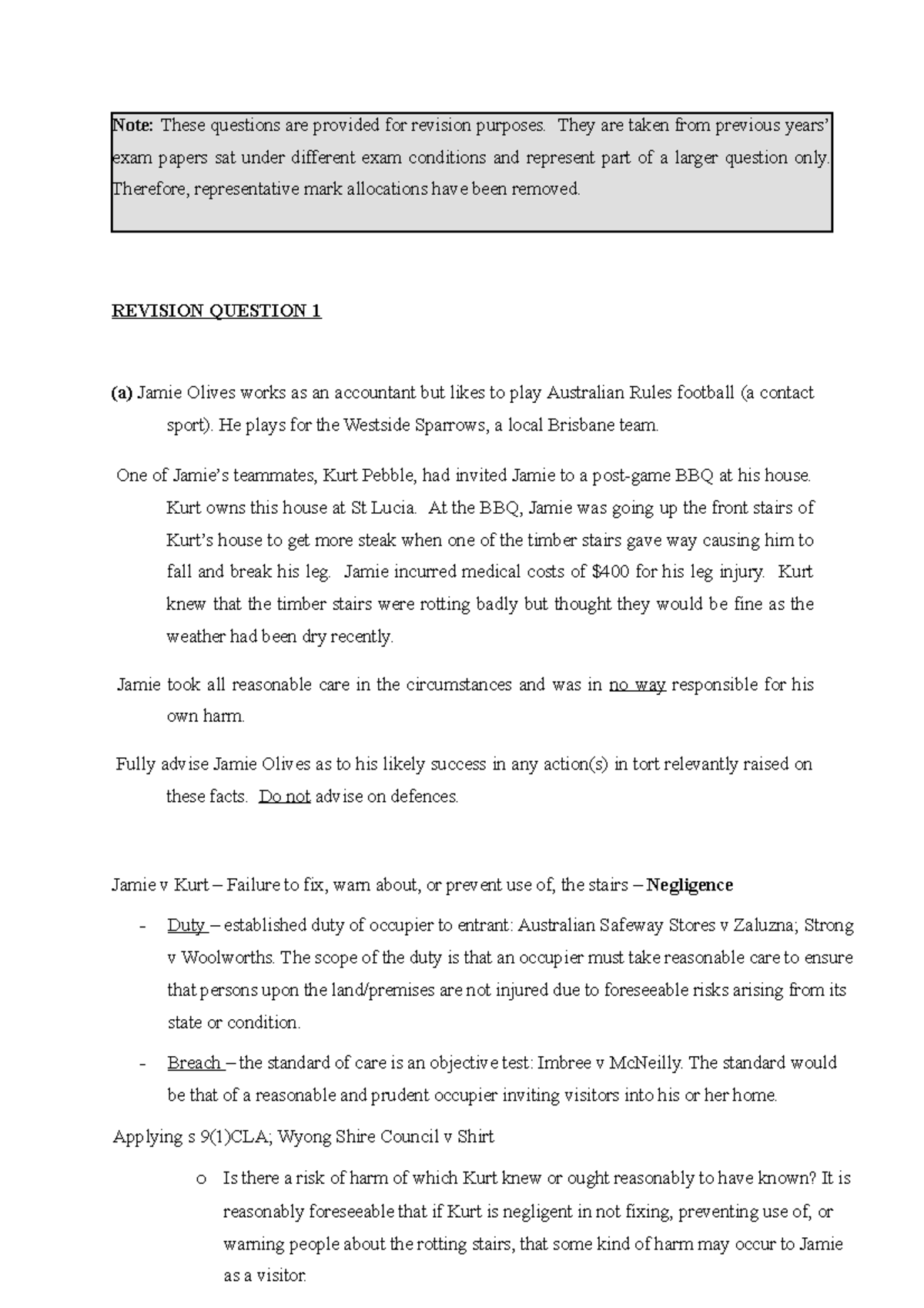 LLB102 Additional Revision Questions - Note: These questions are ...