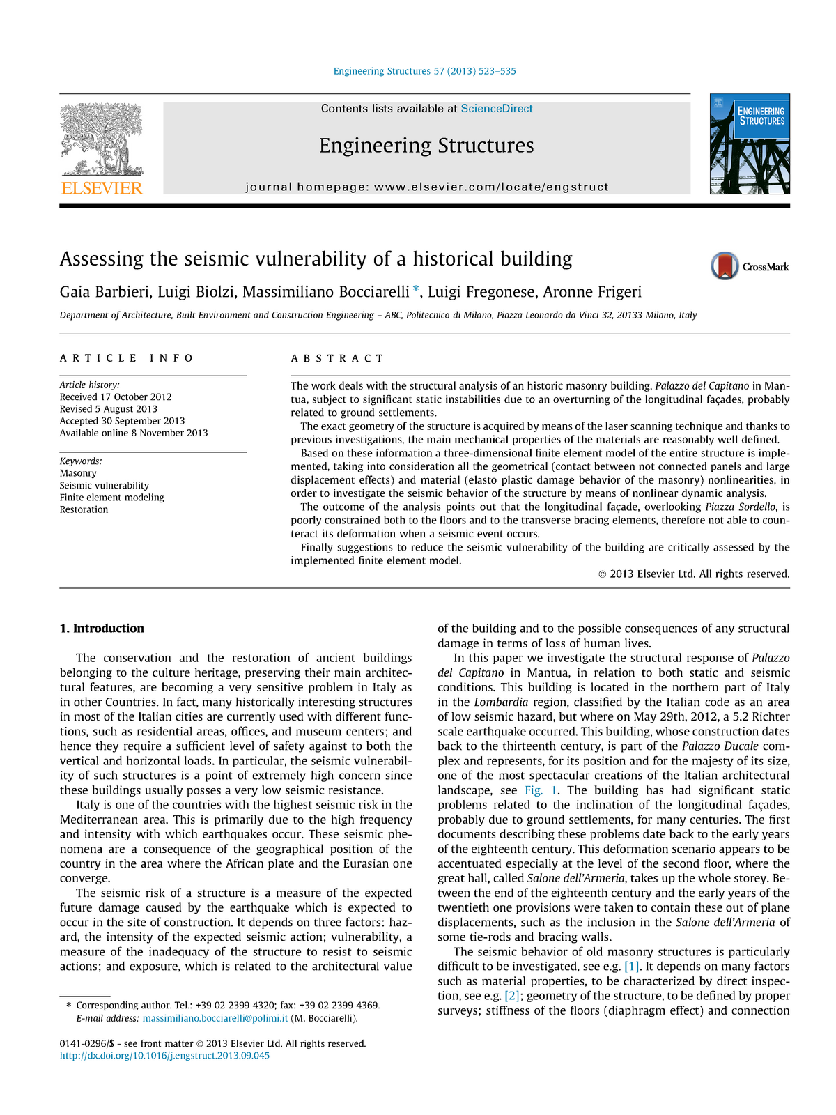 Assessing The Seismic Vulnerability Of A Historical Building.pdf ...