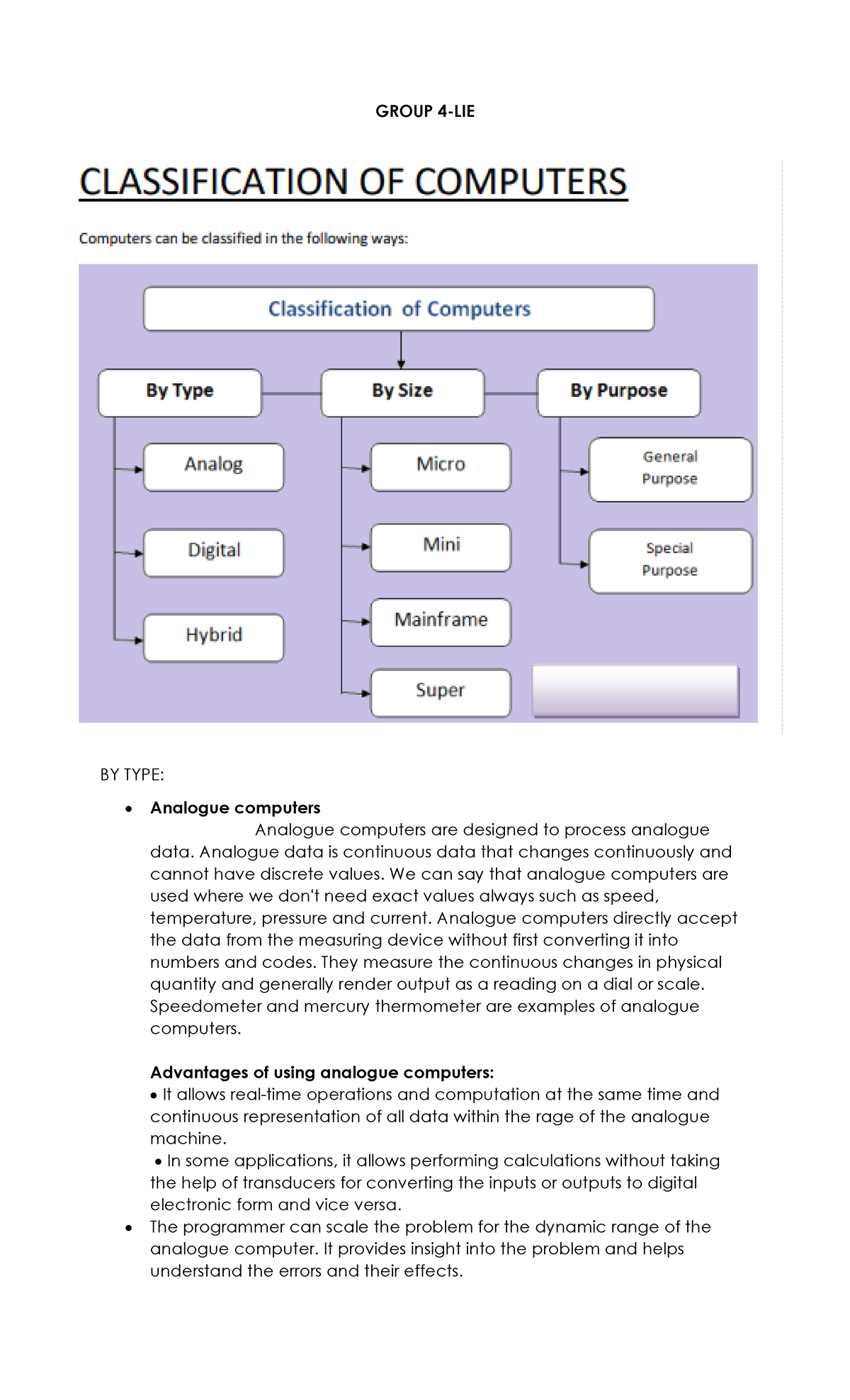 Classification-of-Computers - GROUP 4-LIE BY TYPE: Analogue computers ...