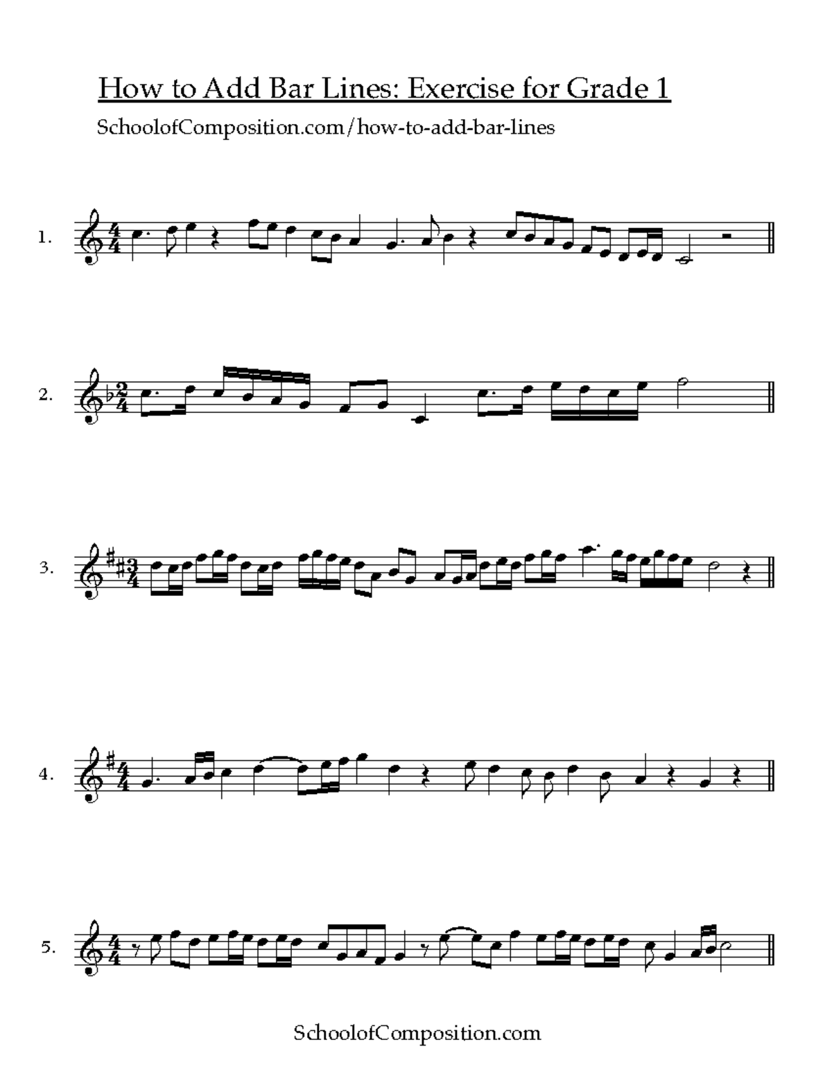 Ejercicios bar lines 1 - 4 4 2 4 3 4 4 4 4 4 & How to Add Bar Lines ...