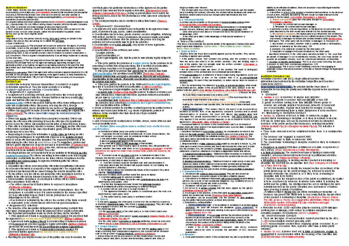 Cheat sheet for final exam - Business structures 1 trader: directly own