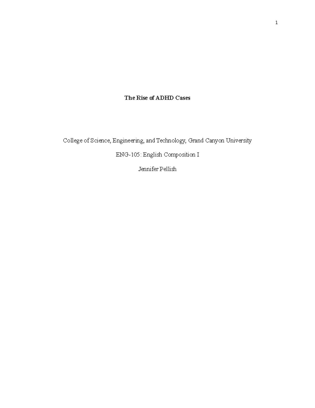 Commentary Assignment The Rise of ADHD Cases College of Science