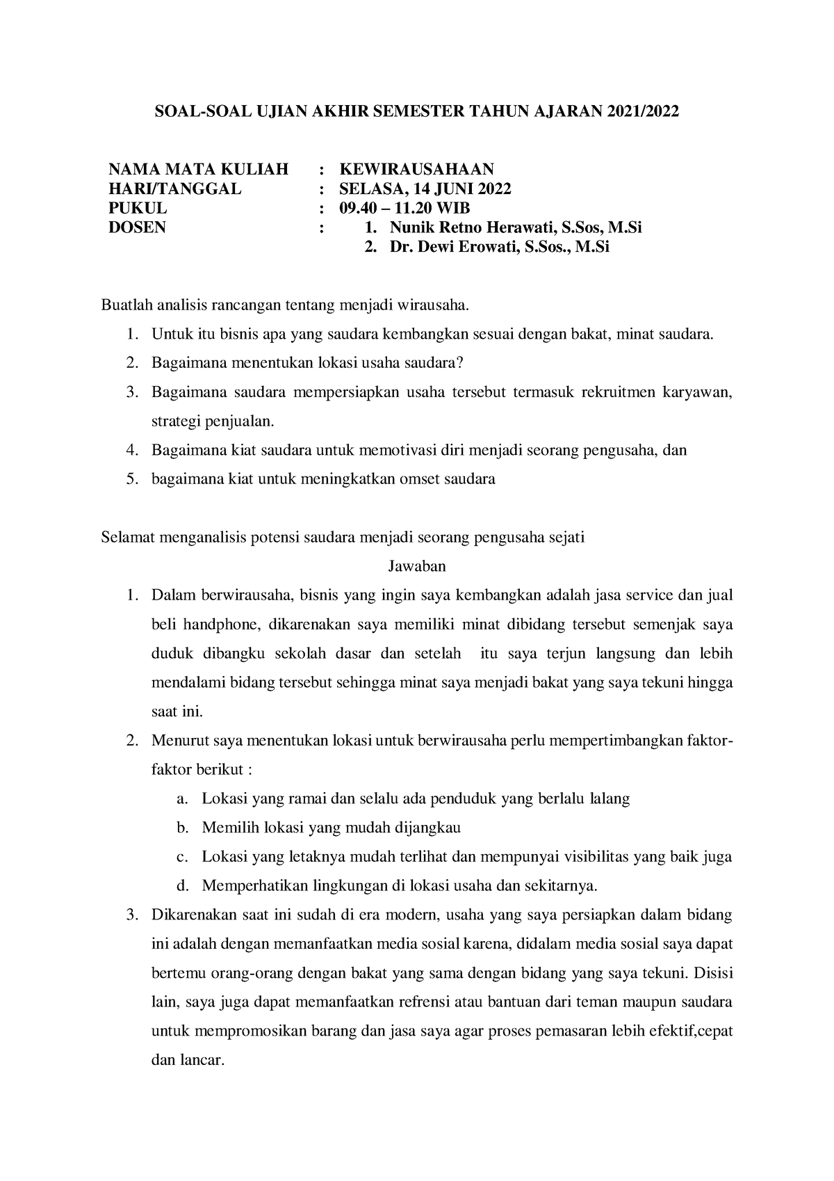 Uas Kwu Semester Gasal Soal Soal Ujian Akhir Semester Tahun Ajaran