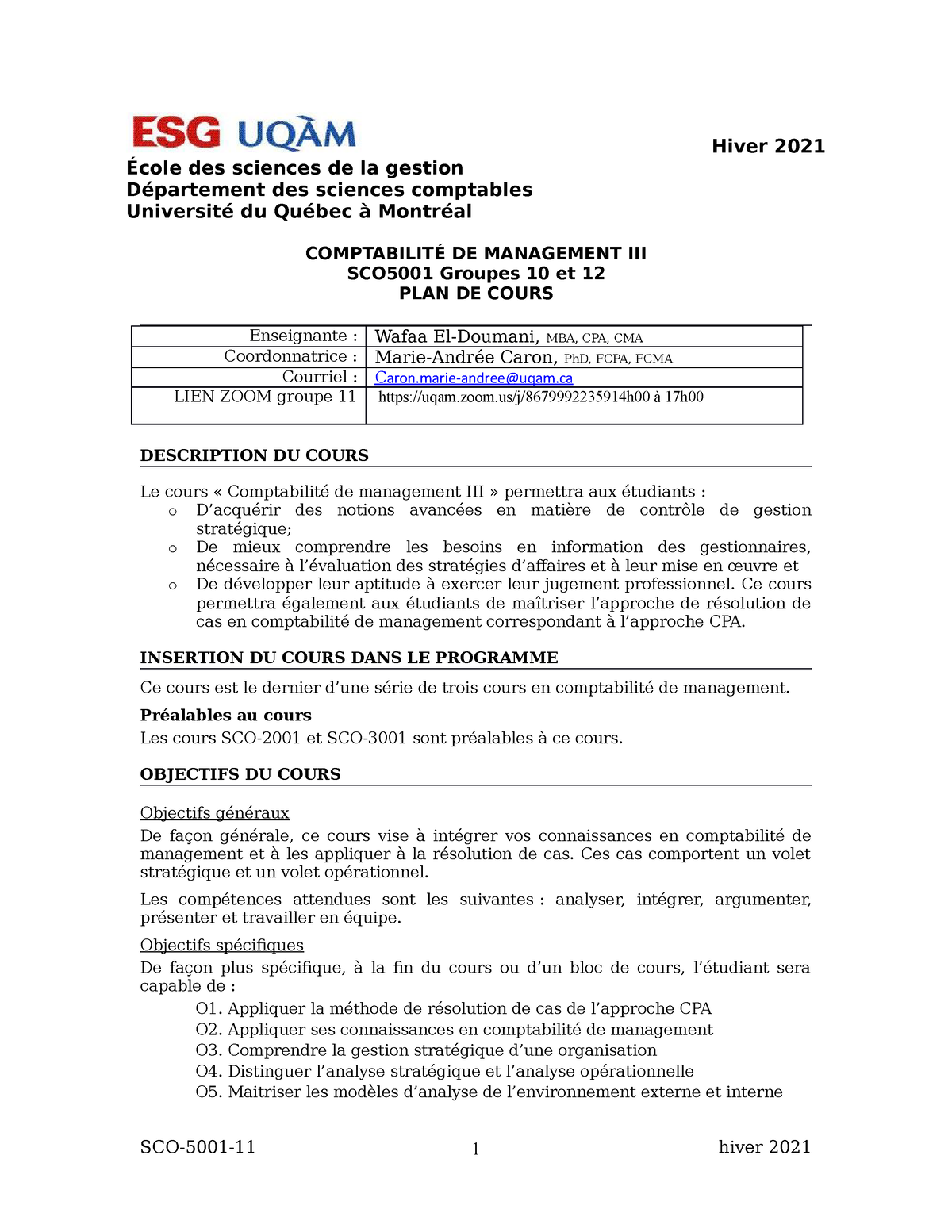 Plan de cours SCO500111 H21  SCO5001  UQAM  Studocu