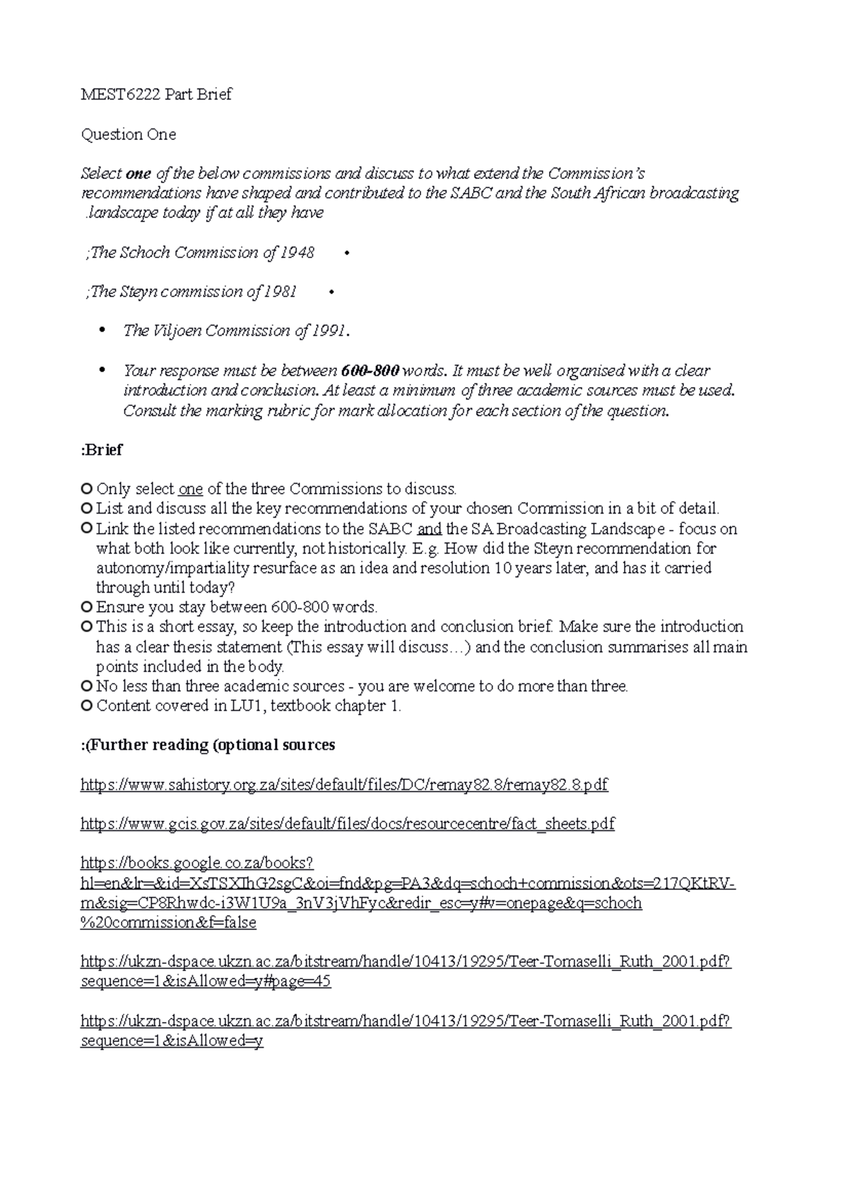MEST6222 PART Brief - ....... - MEST6222 Part Brief Question One Select ...