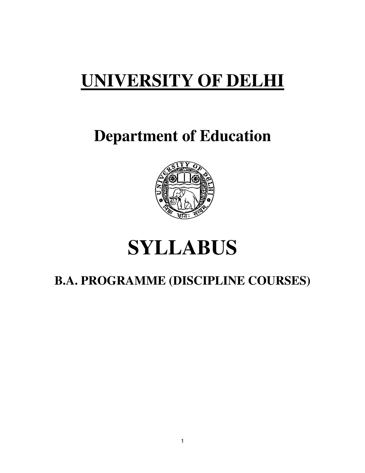 2010 11 BA prog Discipline course Education UNIVERSITY OF DELHI