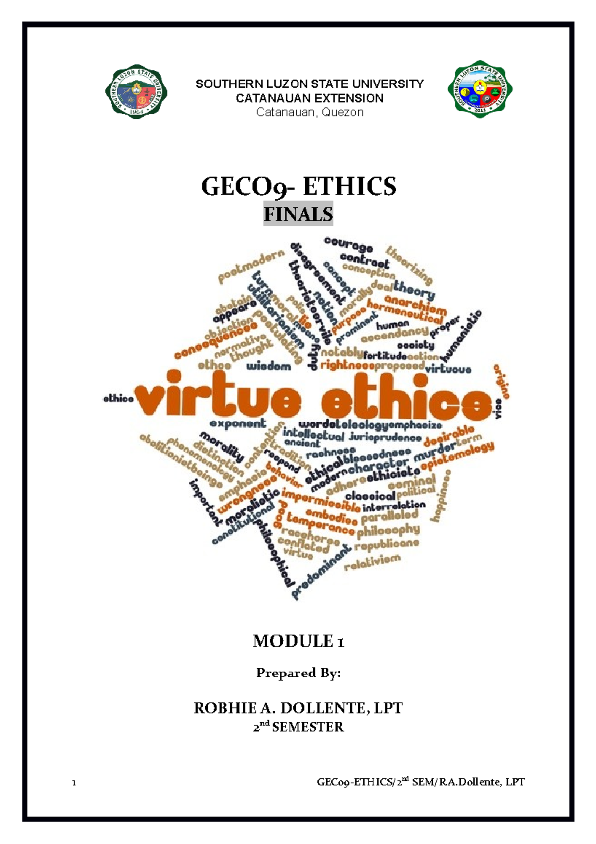 GEC09- Module 1 ( Finals) - GECO9- ETHICS FINALS MODULE 1 Prepared By ...