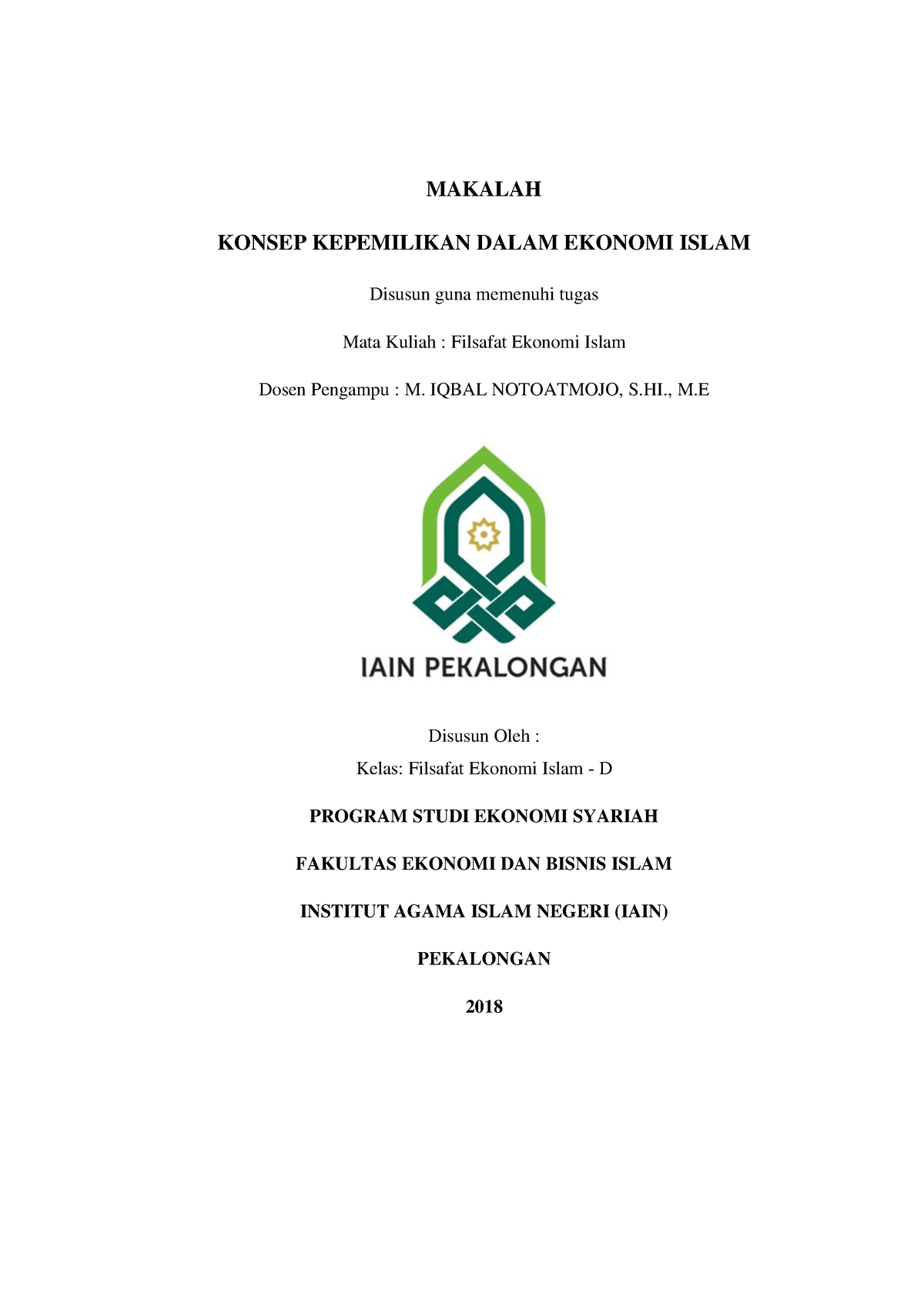 Konsep Kepemilikan Dalam Ekonomi Islam - MAKALAH KONSEP KEPEMILIKAN ...