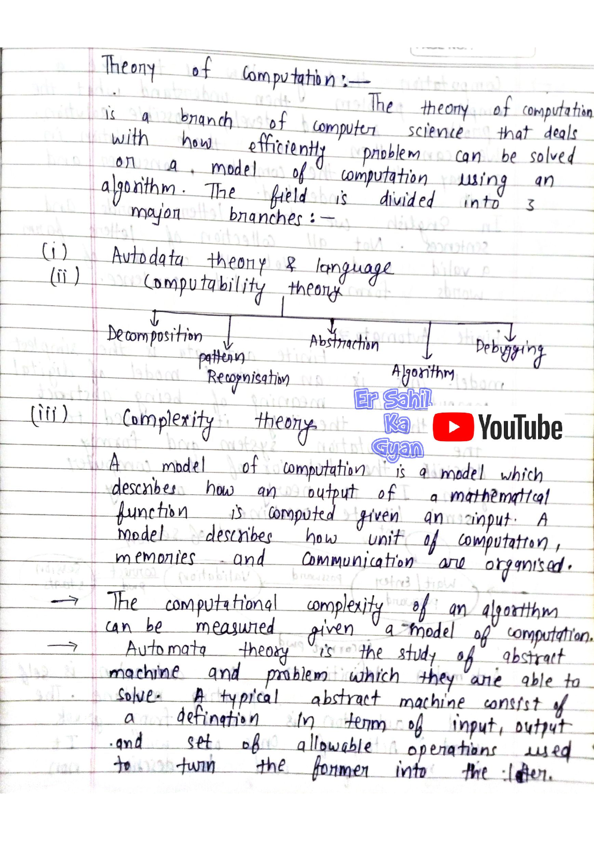 TOC - This Is Hand Written Notes Of TOC - Theory Of Computation - Studocu