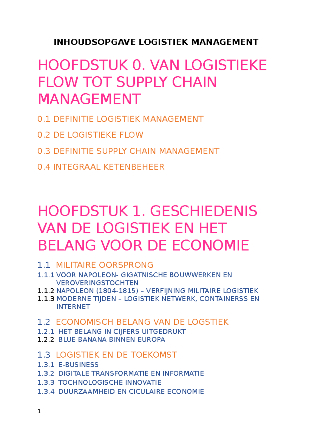 Inhoudsopgave Logistiek Management - INHOUDSOPGAVE LOGISTIEK MANAGEMENT ...