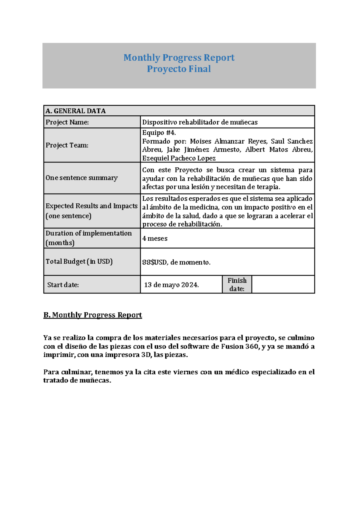 Monthly Progress Report 2 Proyecto Final Grupo 4 merge - Monthly ...