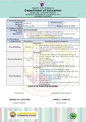 CATCH UP READING - Republic of the Philippines Department of Education ...