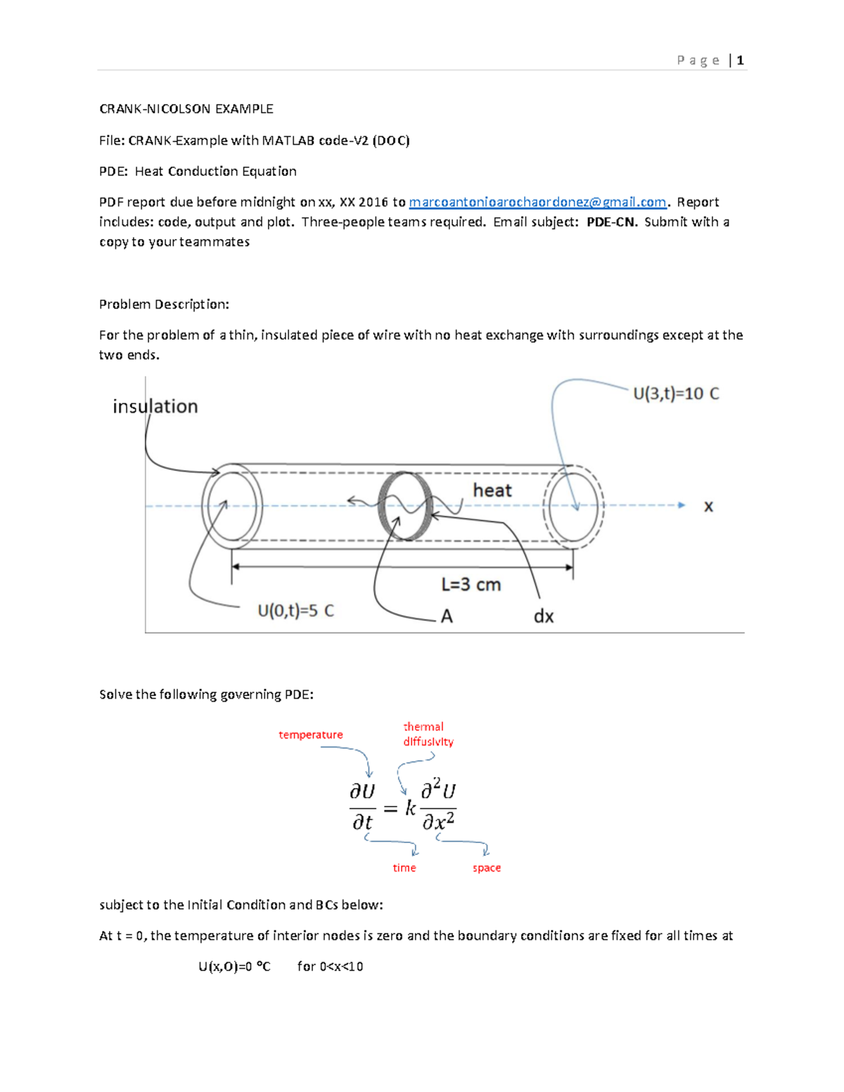 Crankexample with matlab codev3 doc CRANKNICOLSON EXAMPLE File