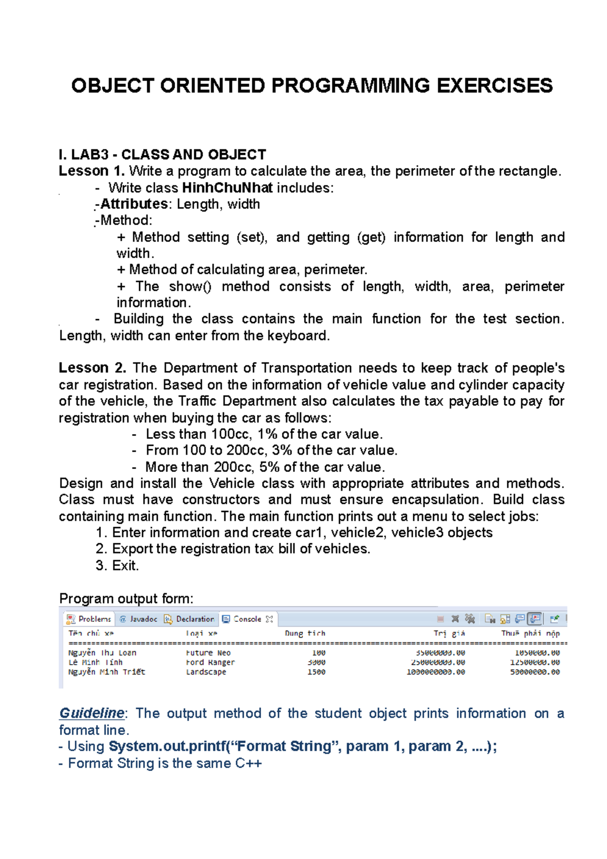 Lab34 - cuz crazy - OBJECT ORIENTED PROGRAMMING EXERCISES I. LAB3 ...