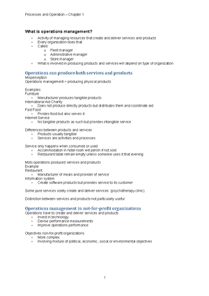 operations management summary essay