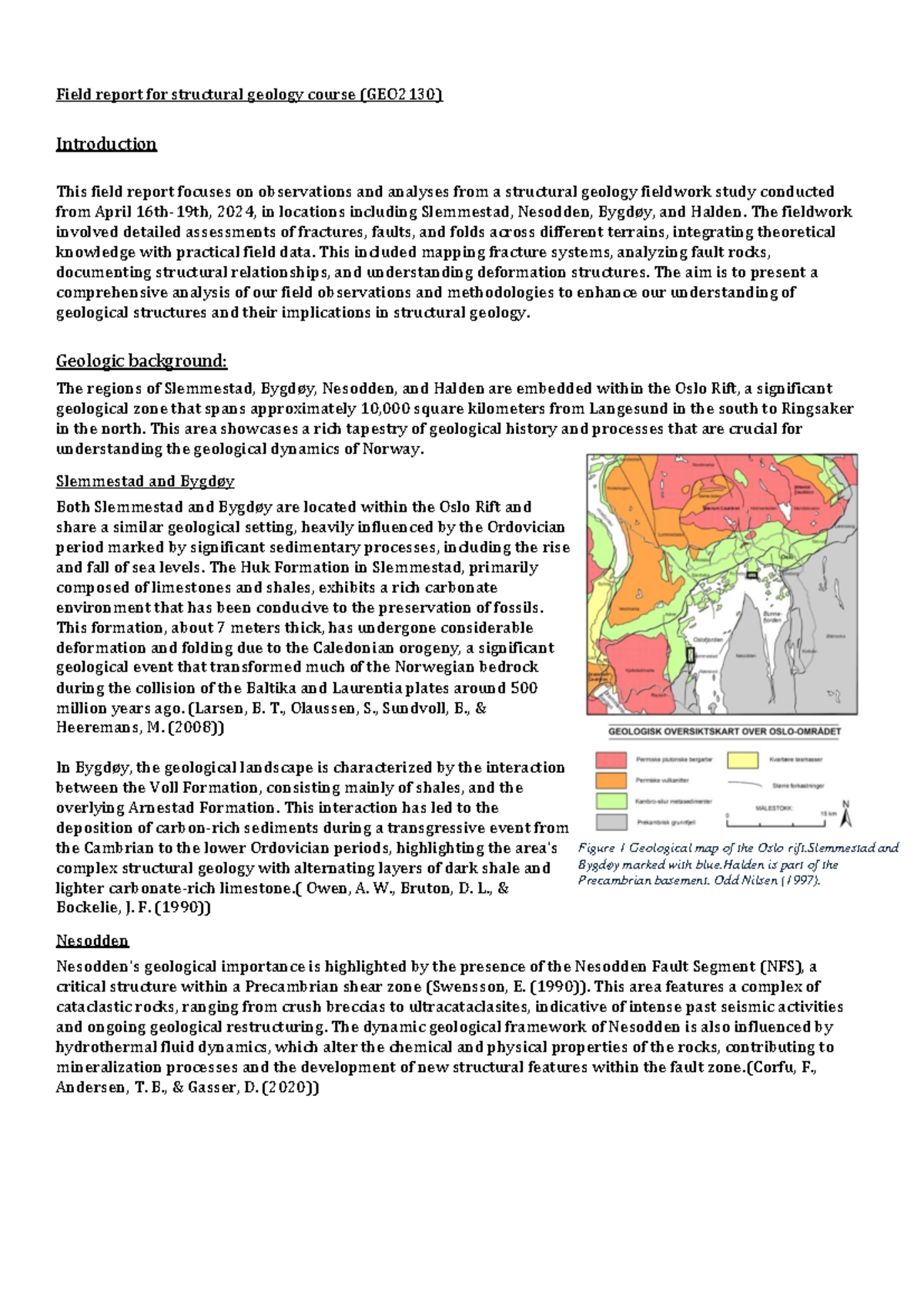 Strukturgeologi feltrapport - Figure 1 Geological map of the Oslo rift ...
