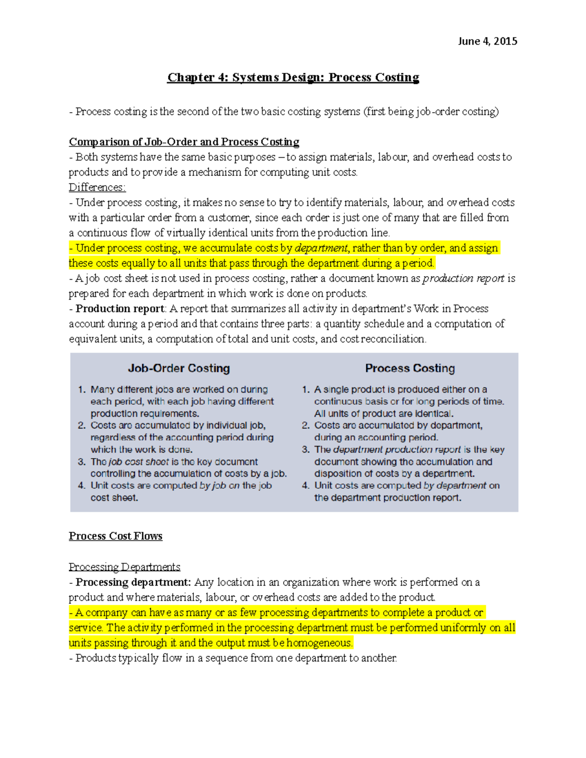 Adms 2510 Ch 4 - Summary Managerial Accounting - June 4, 2015 Chapter 4 ...