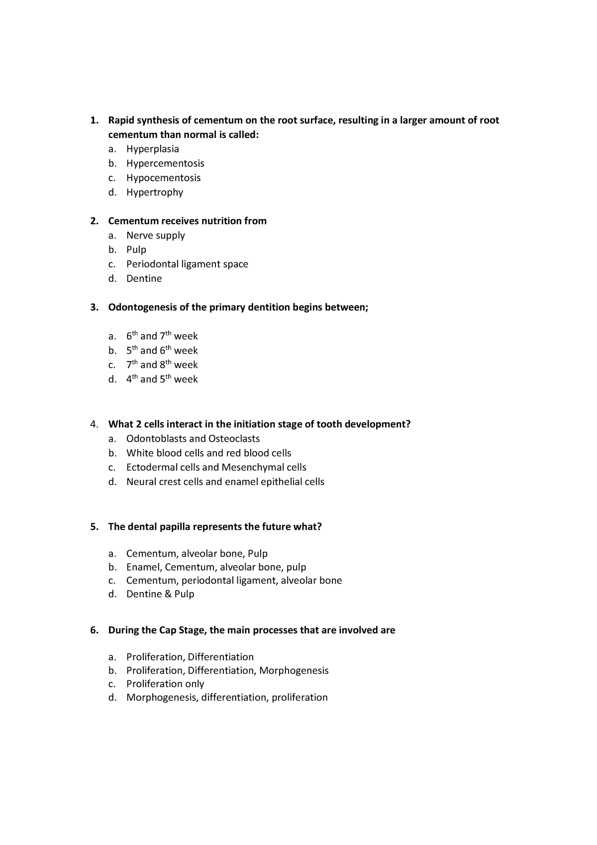 Practice Exam 4MCQ's - DOH110 - CSU - Studocu