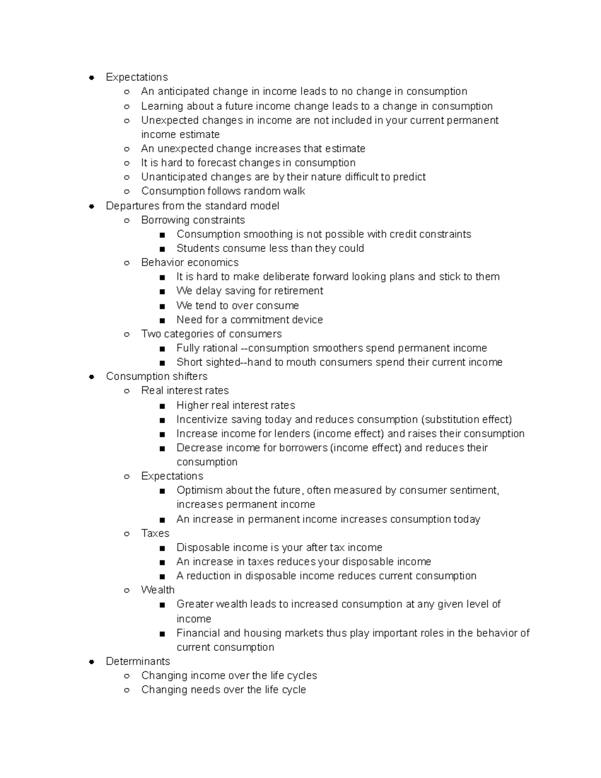 Econ 102 Lecture Notes - Expectations An anticipated change in income ...