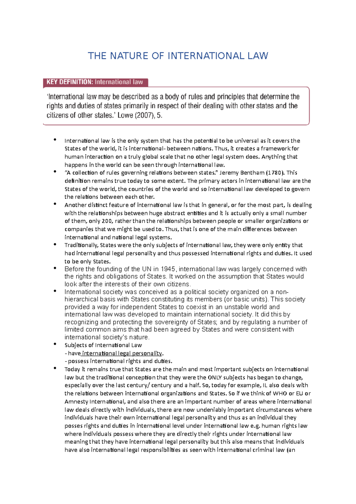 Nature of International Law - THE NATURE OF INTERNATIONAL LAW ...