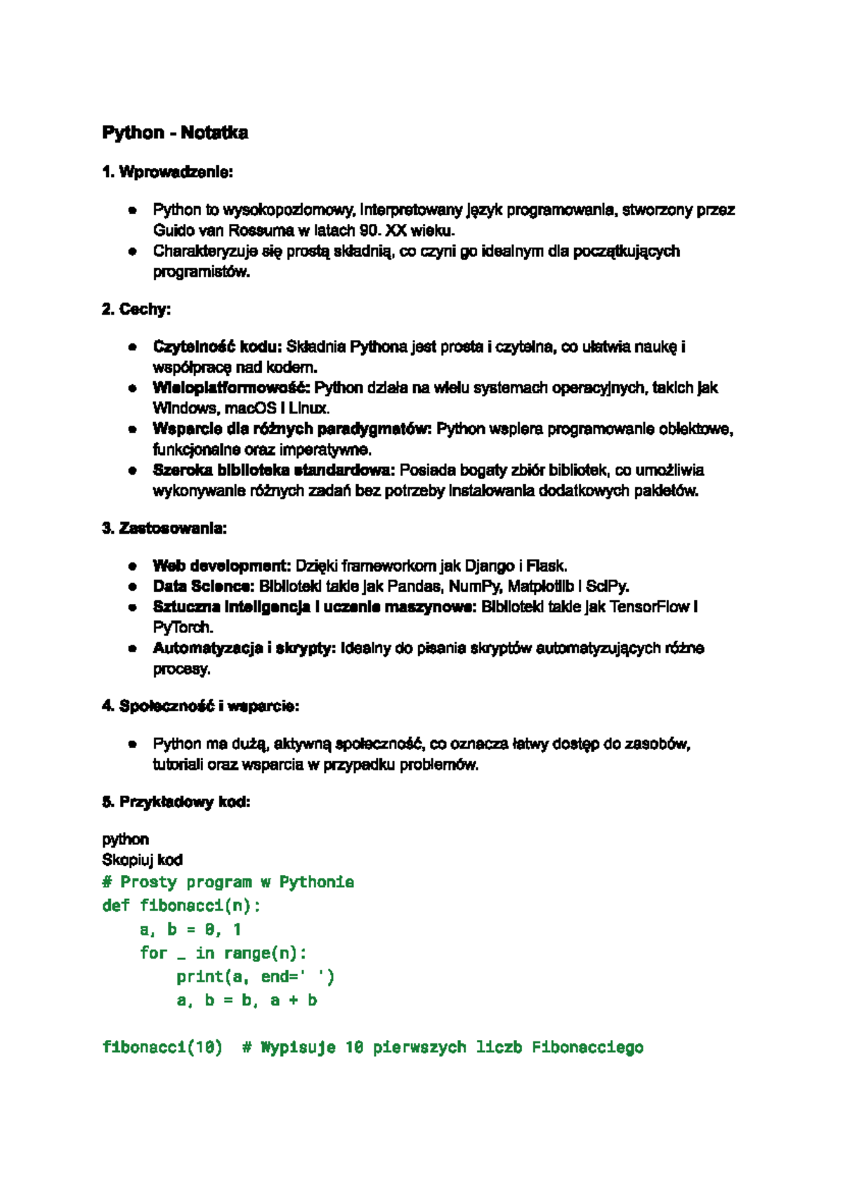 Python - Wprowadzenie: Python to wysokopoziomowy, interpretowany jezyk ...