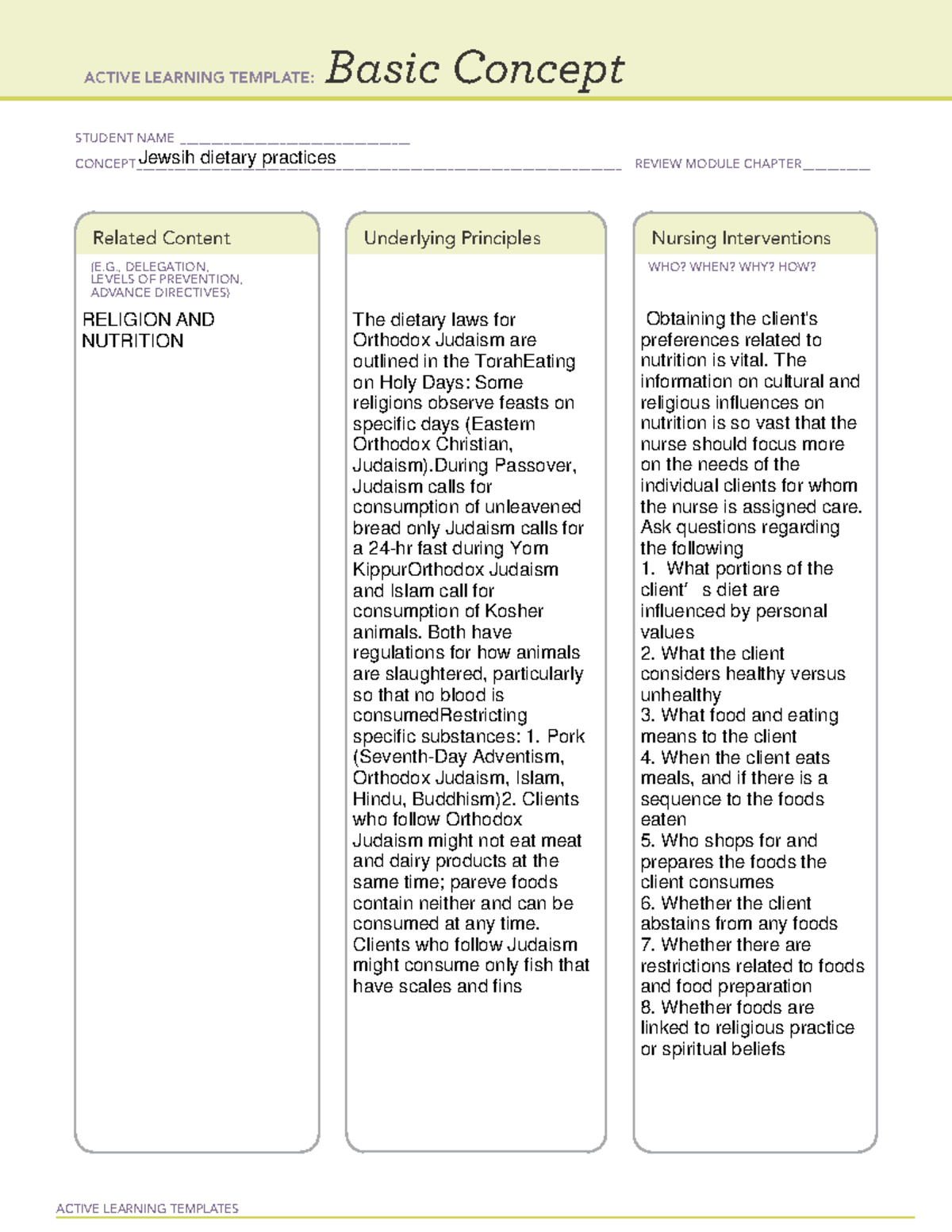 Ati Managment B1 ACTIVE LEARNING TEMPLATES Basic Concept STUDENT NAME 