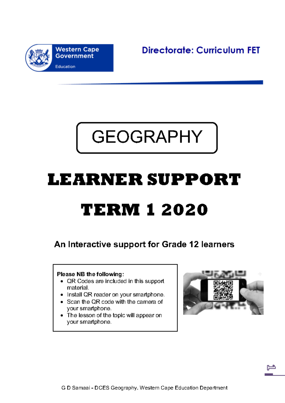 Geography tutoring material Term 1 - LEARNER SUPPORT TERM 1 2020 An ...