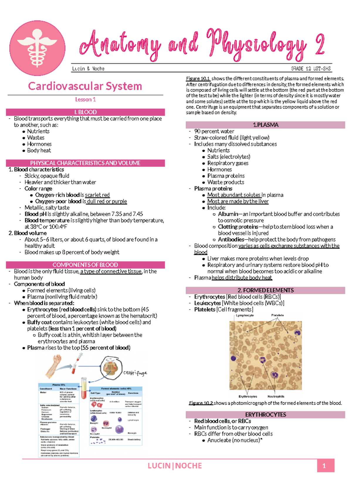 3RD QRT Anaphy - Cardiovascular System Lesson 1 I. BLOOD - Blood ...