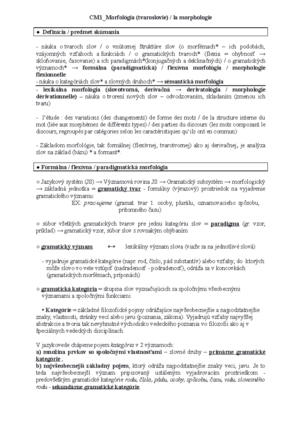 CM 1 Morfológia predmet výskumu - CM1_Morfológia (tvaroslovie) / la ...