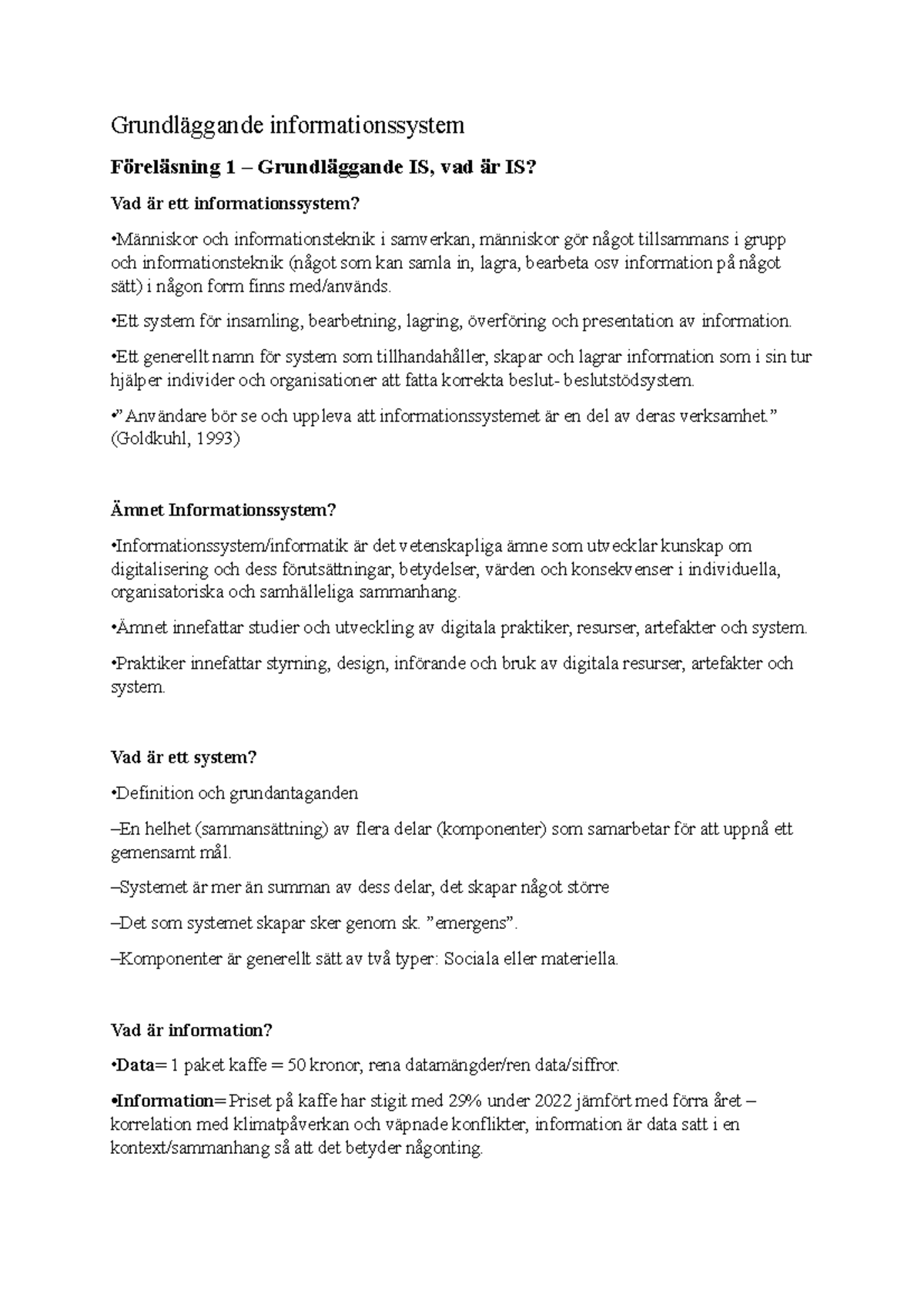 Grundläggande Informationssystem - Grundläggande Informationssystem ...