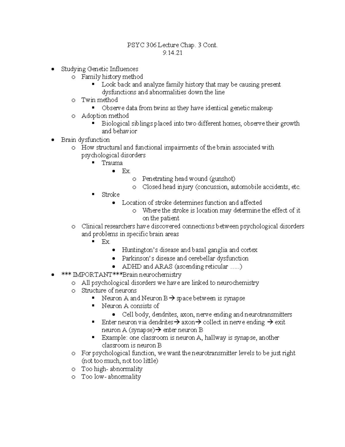 PSYC 306 Lecture Notes- Unit one (pt.3)- Abnormal Psychology - PSYC 306 ...