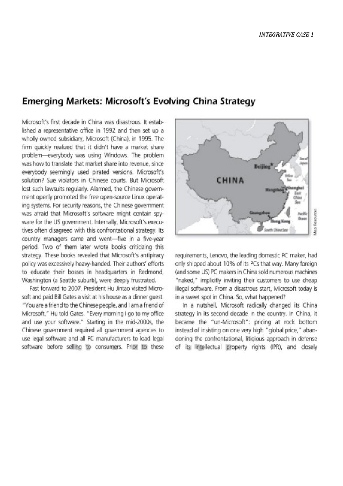 Microsoft in china Integrative Case 1 - International Business ...