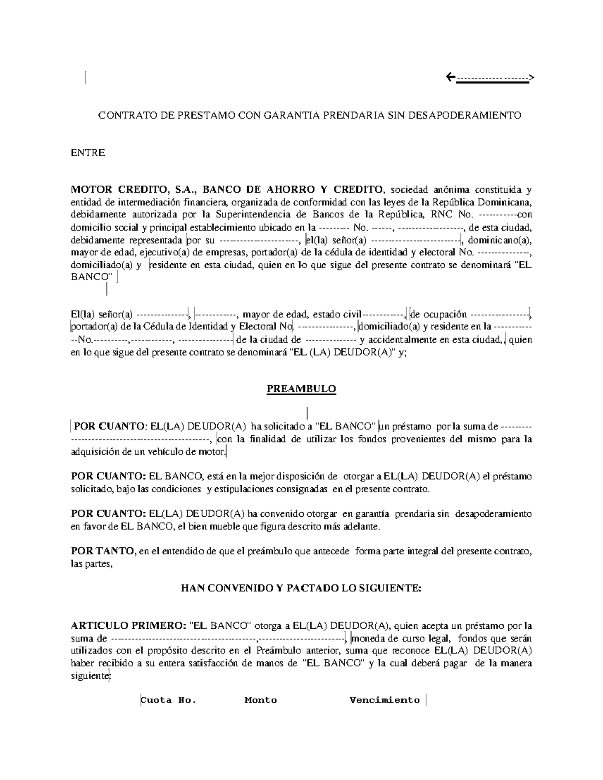 Contratos adhesion prestamo CONTRATO DE PRESTAMO CON GARANTIA 