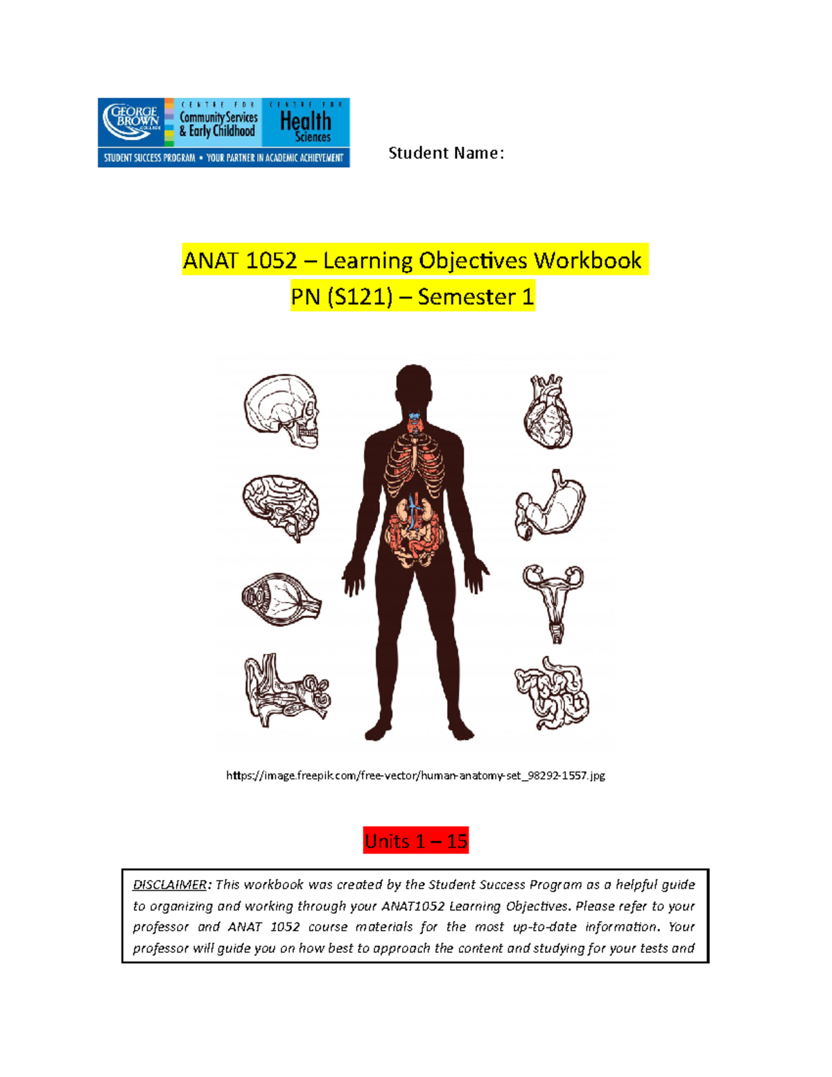 GBC Anatomy 1052 Workbook (Unit 1) - Anatomy And Physiology 1 - Student ...