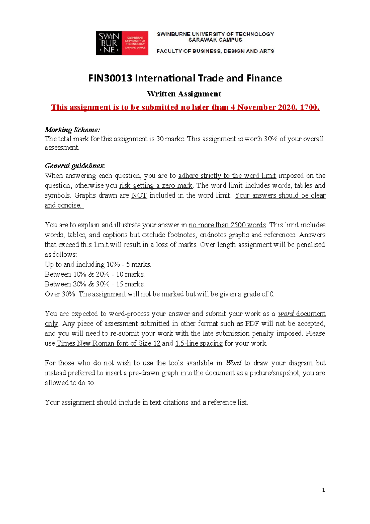 Assignment topic S22020 - FIN30013 International Trade and Finance ...
