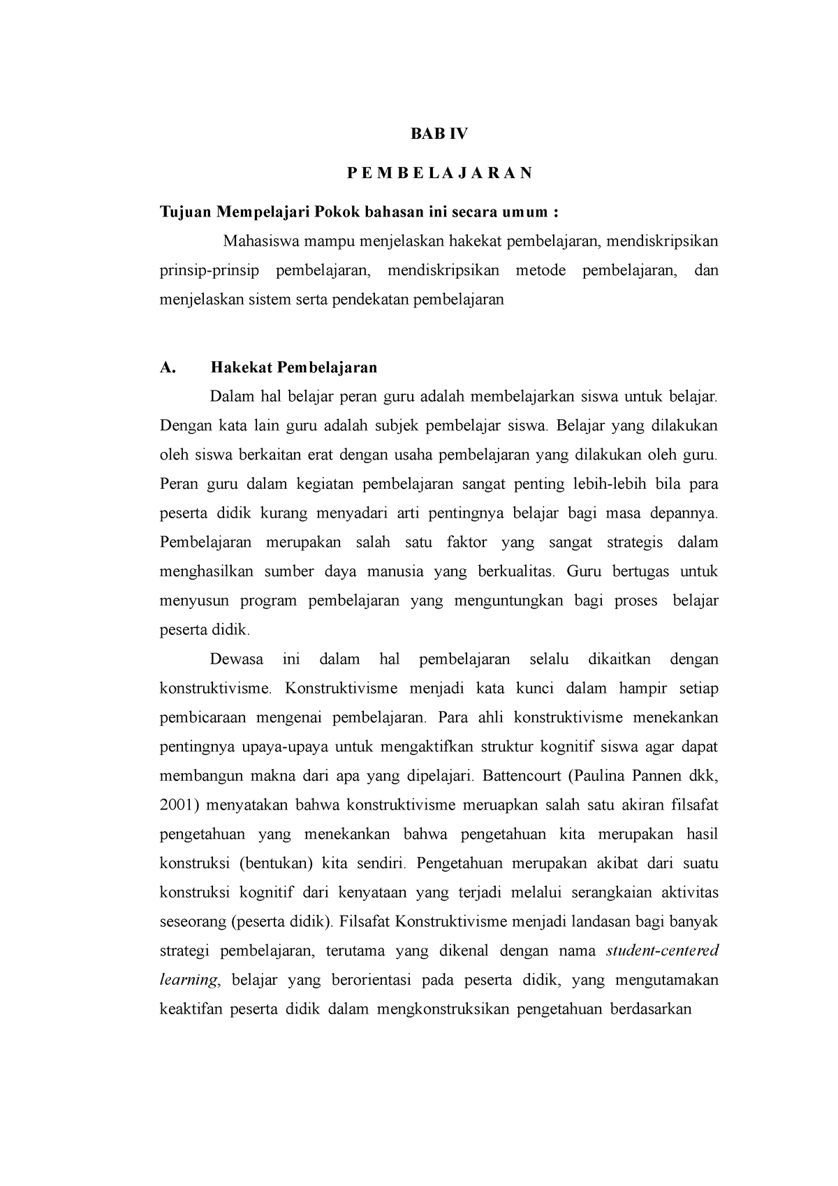 Materi 4 A Pembelajaran - BAB IV P E M B E L A J A R A N Tujuan ...