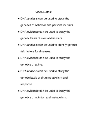 Video Notes Forensics - Google Docs - Video Notes: DNA Evidence Can Be ...