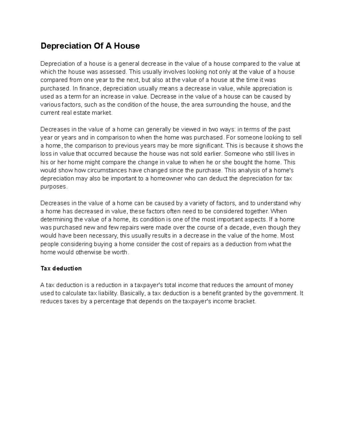 Depreciation Of A House Depreciation Of A House Depreciation of a