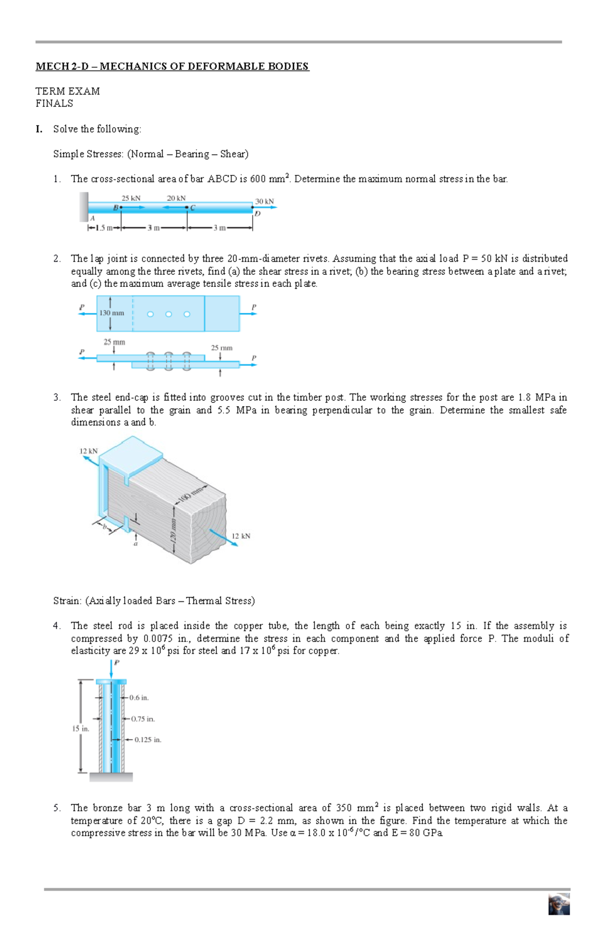 Mechanics Deformable Bodies - MECH 2-D – MECHANICS OF DEFORMABLE BODIES ...