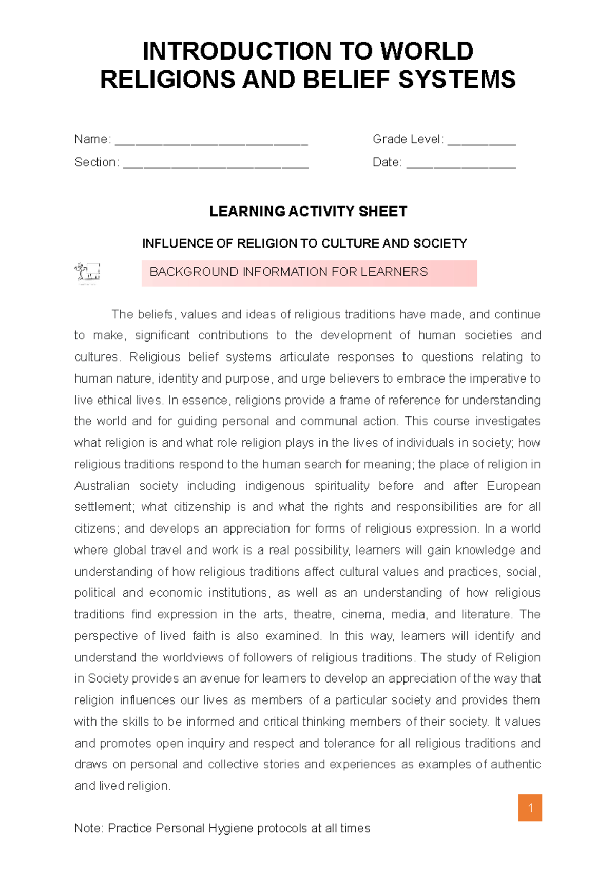 essay for belief system