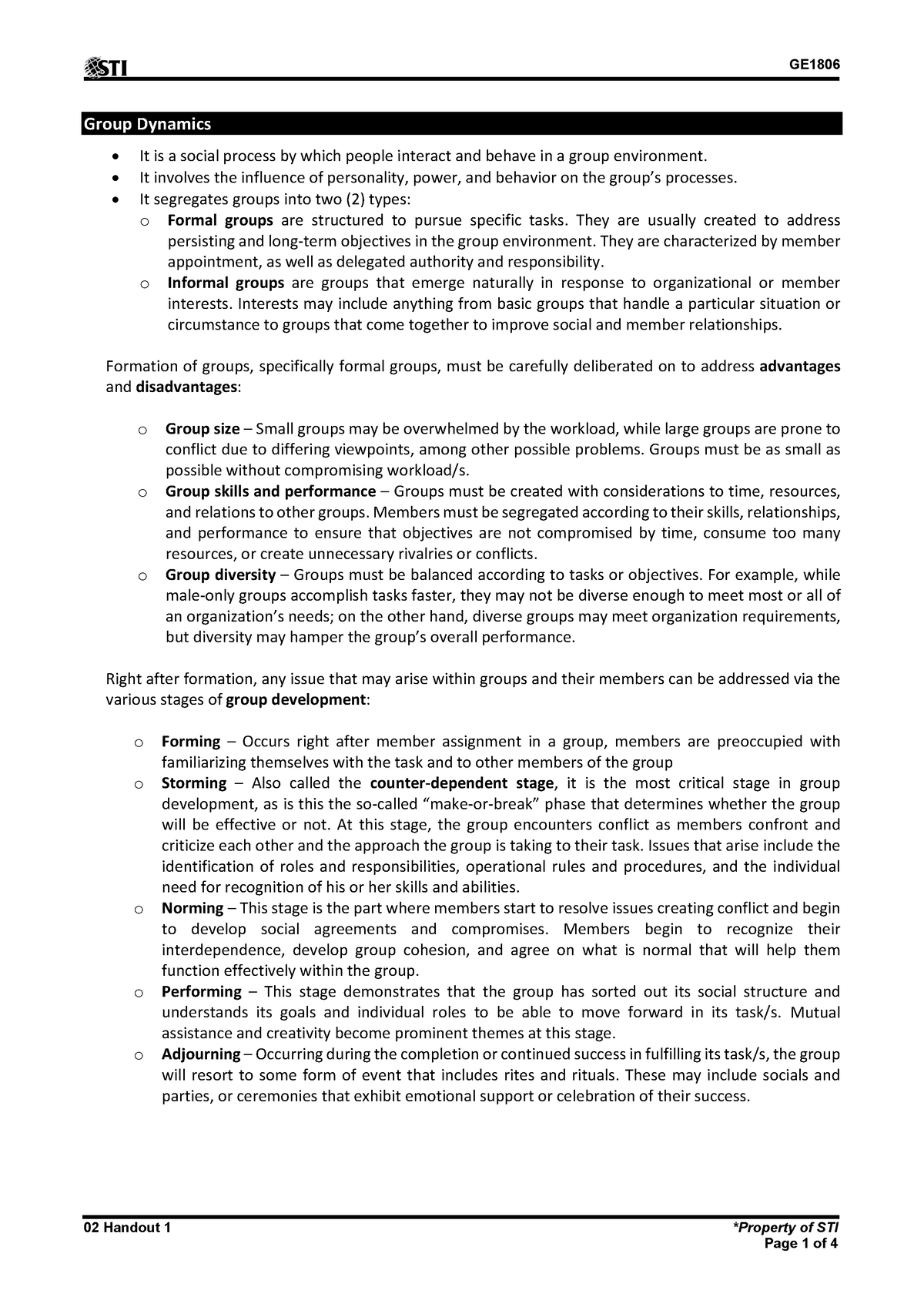 NSTP - Organization - study more! - 02 Handout 1 *Property of STI Group ...