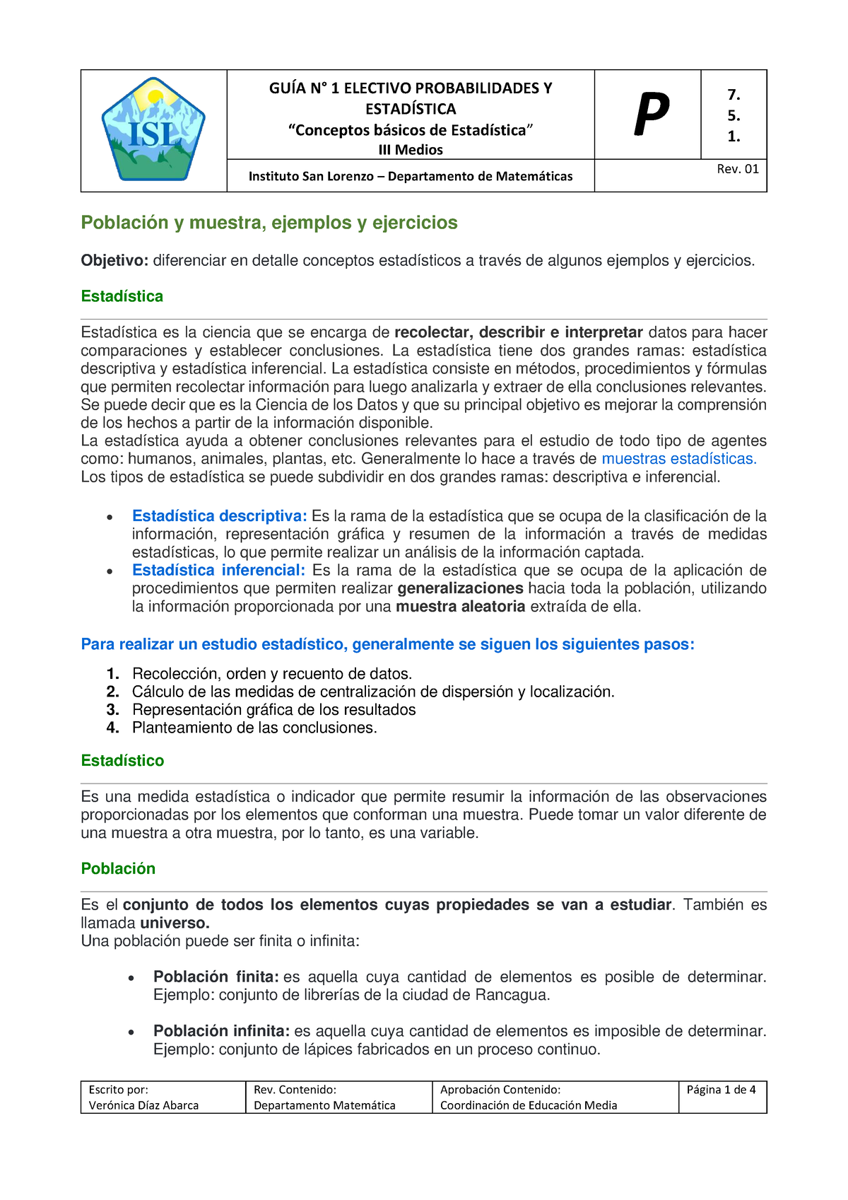 Guia N°1 Conceptos Basicos De Estadistica - ESTADÕSTICA “Conceptos B ...