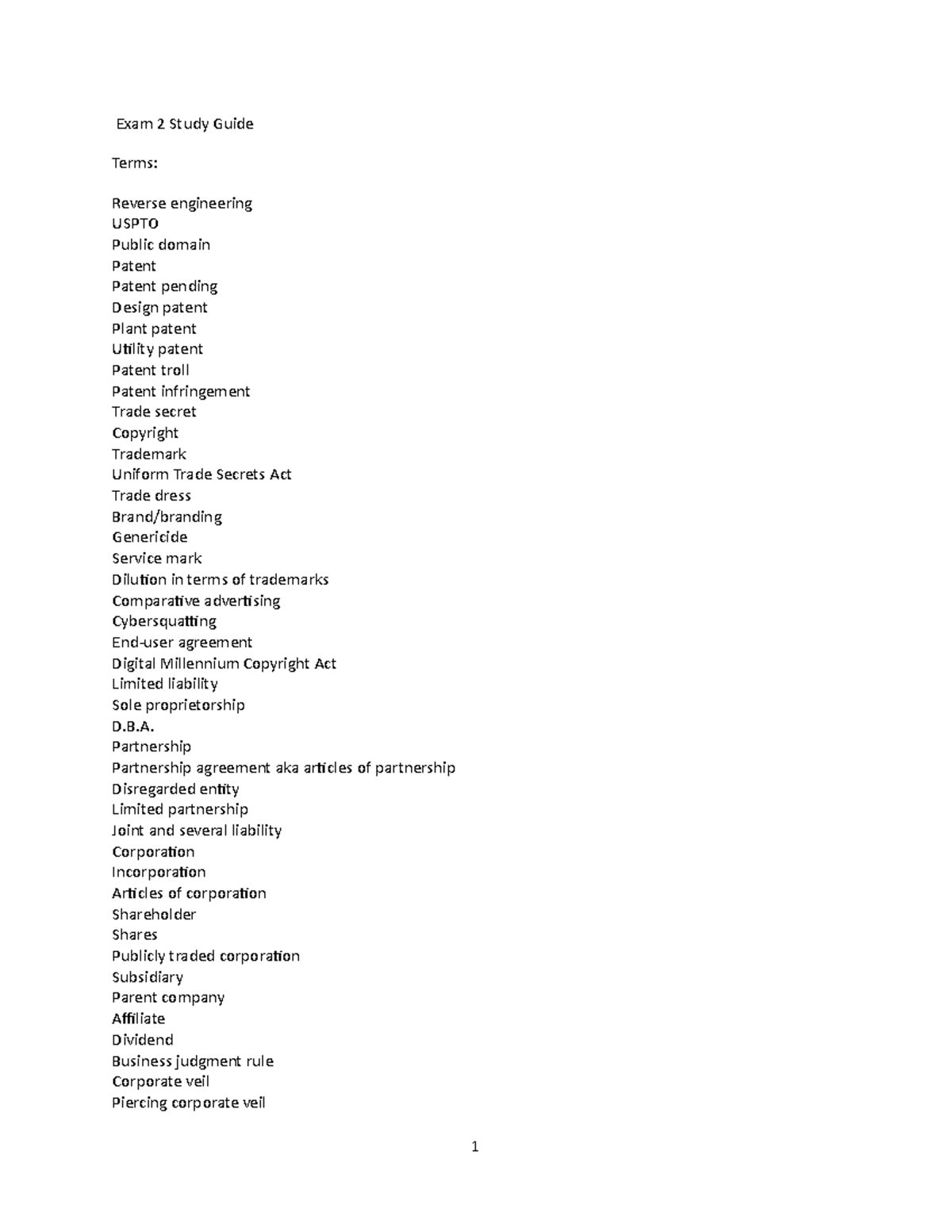 Exam 2 Study Guide - Exam 2 Study Guide Terms: Reverse engineering ...