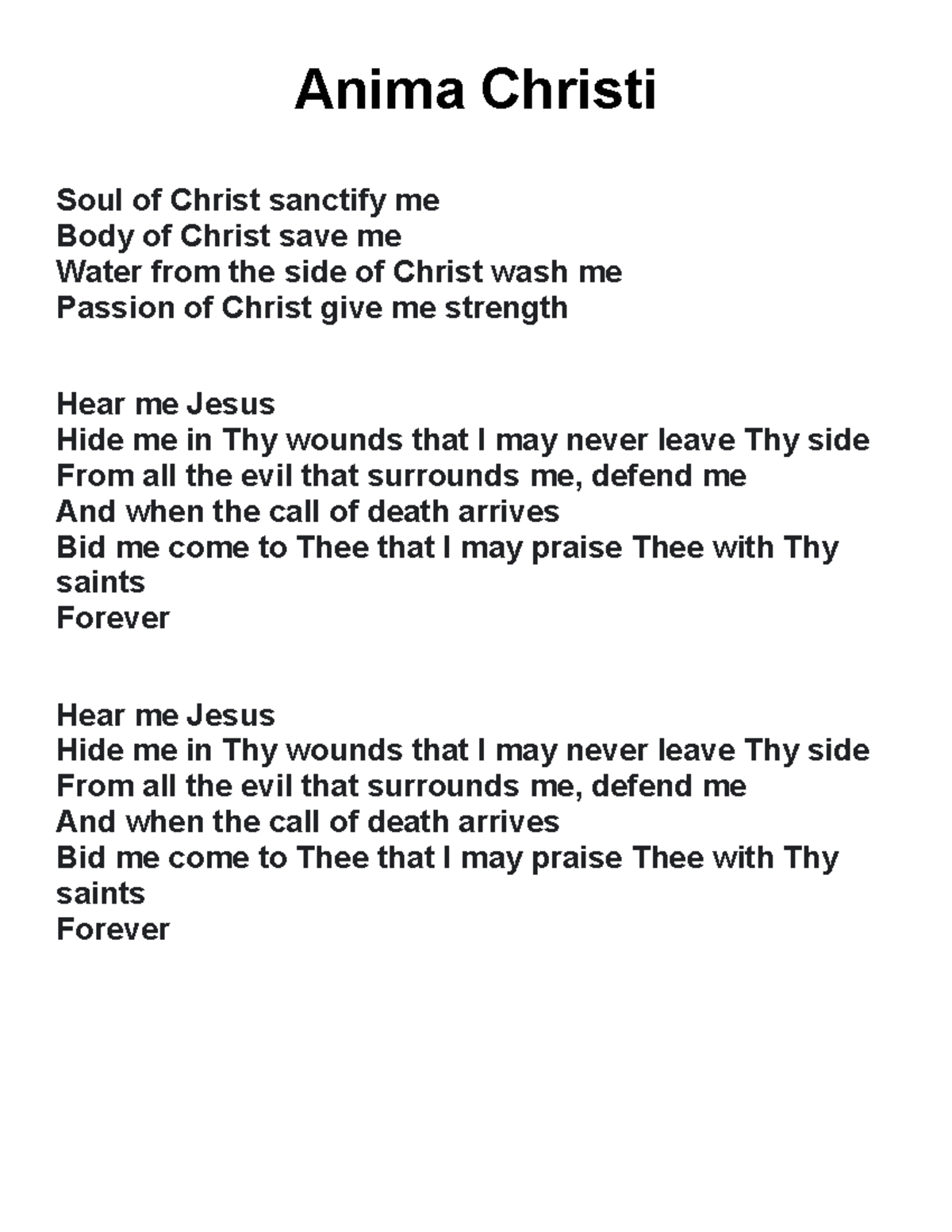 Kanta - Anima Christi Soul of Christ sanctify me Body of Christ save me ...