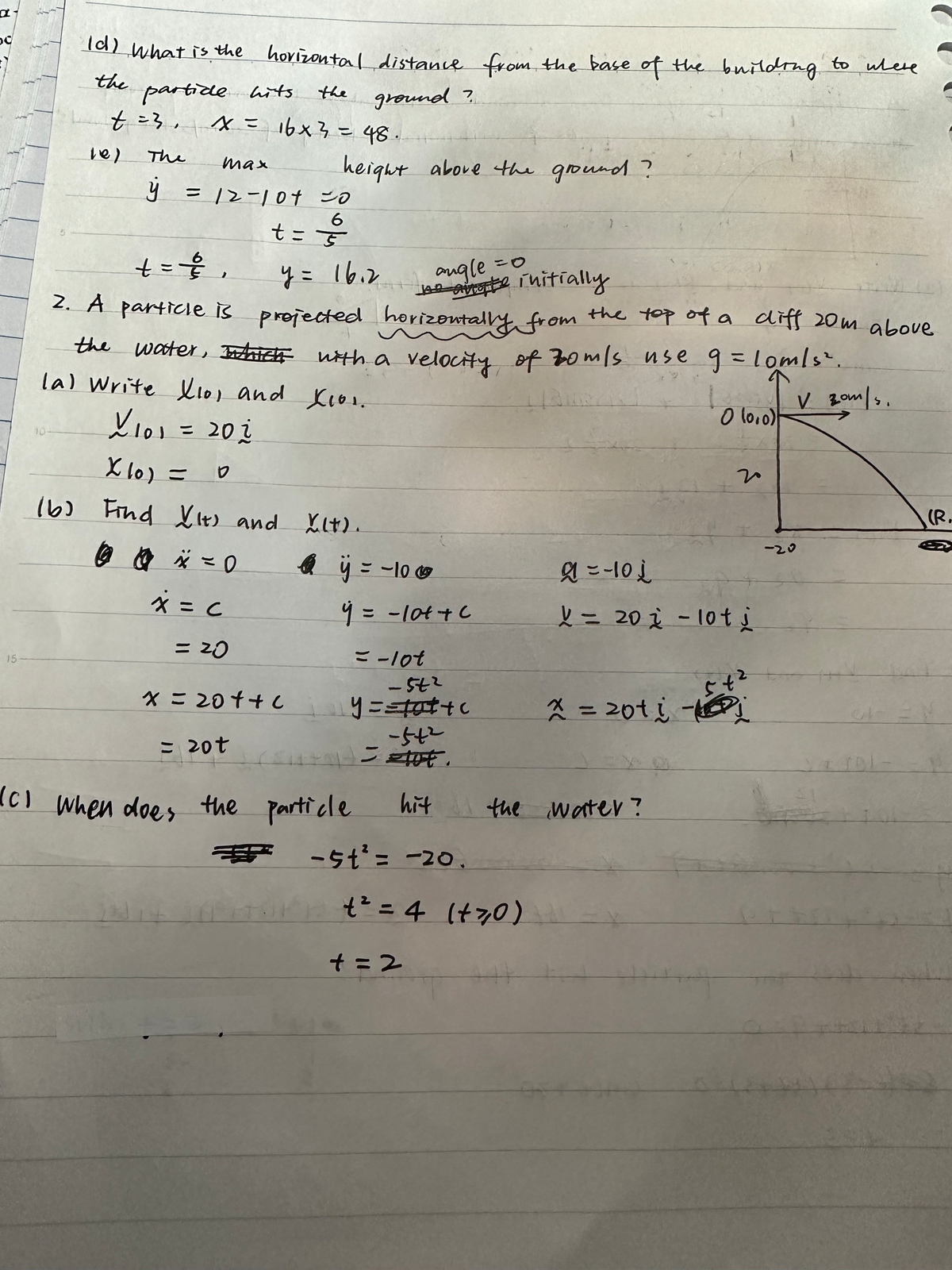 projectile motion - Id) what is the distance from the base of the ...