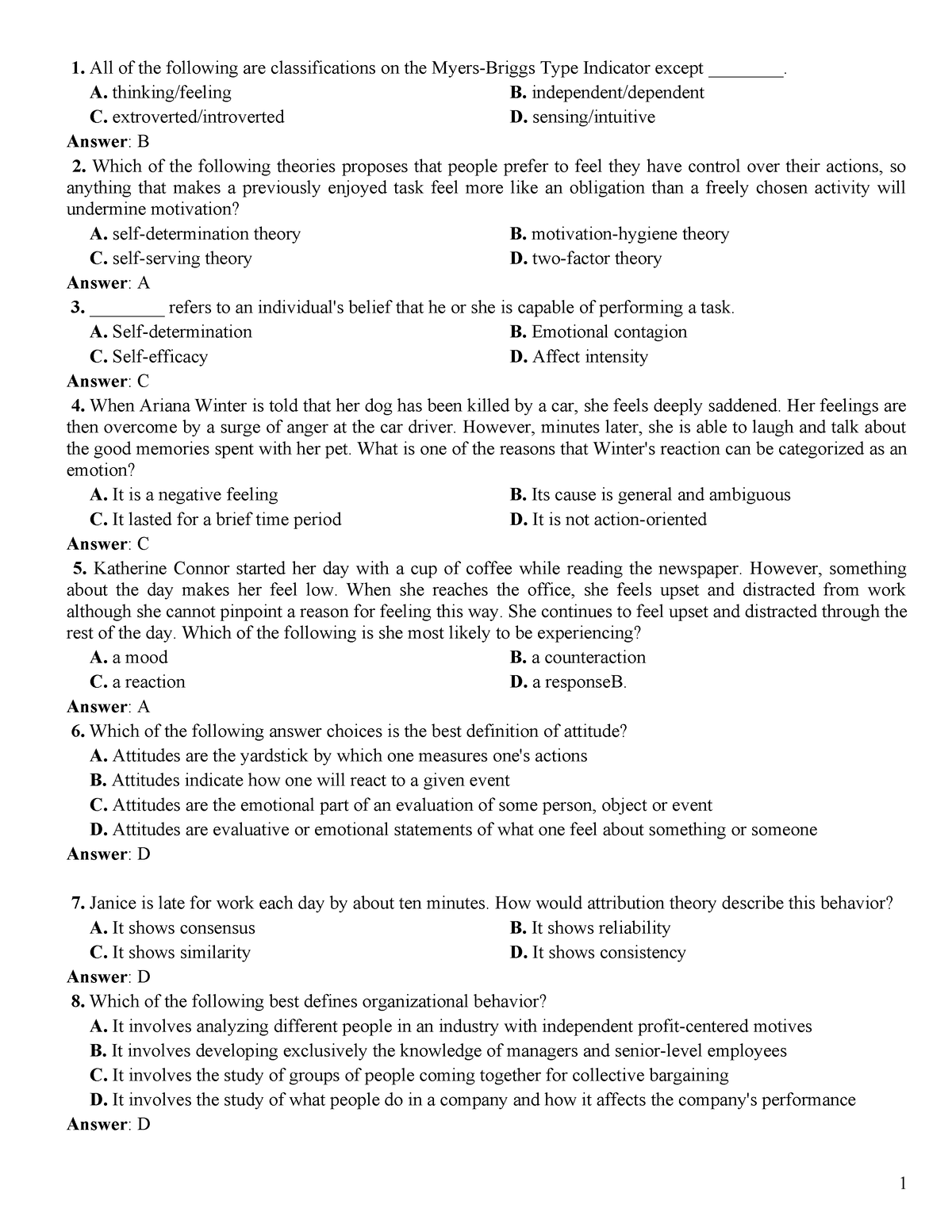 Second Mini Test with Key001 - All of the following are classifications ...