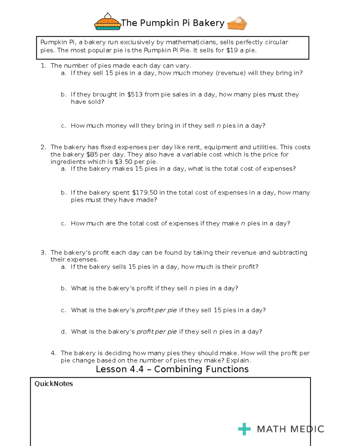 math medic pre calc lesson 1.4 homework