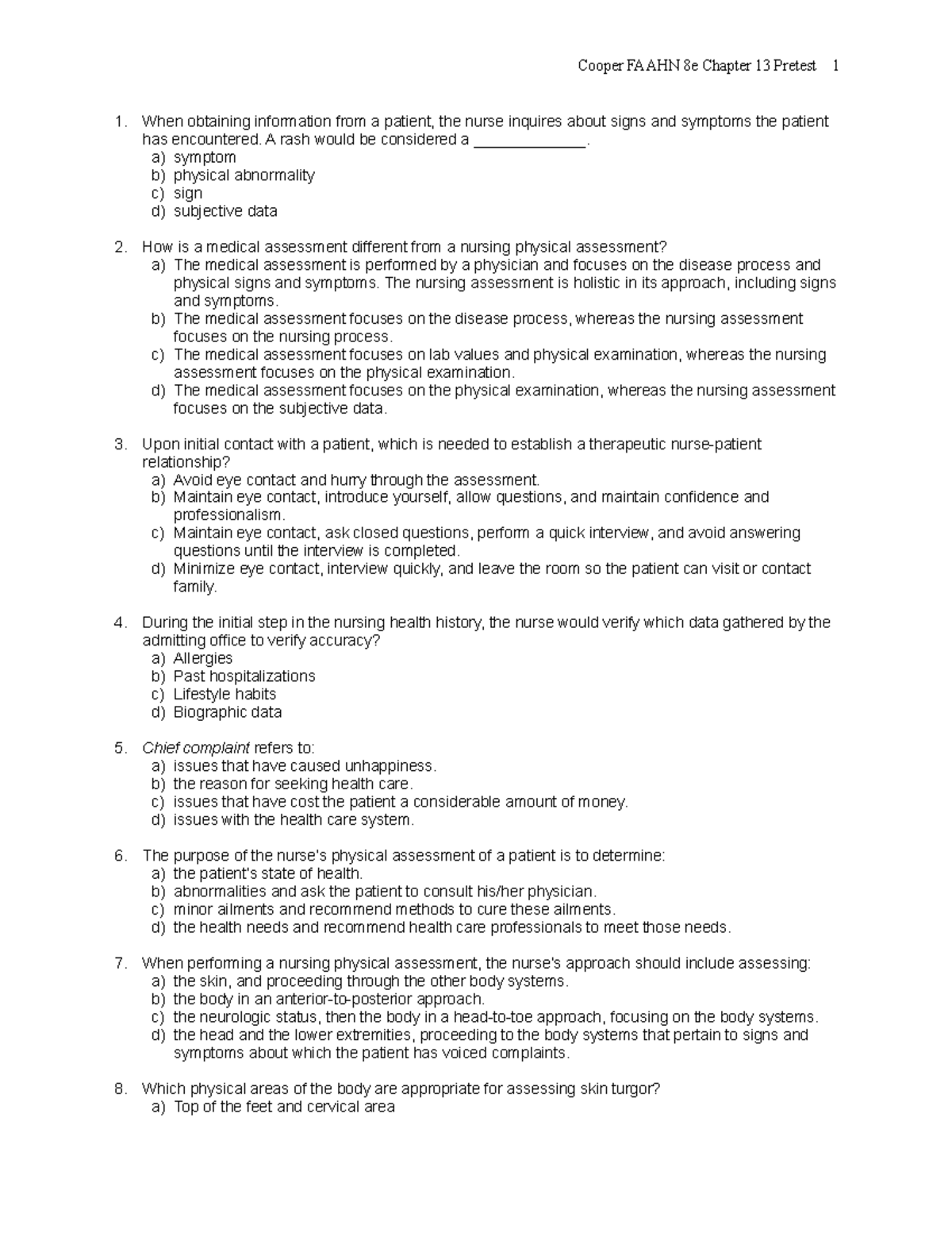 Chapter 013 - Cooper FAAHN 8e Chapter 13 Pretest 1 When Obtaining ...